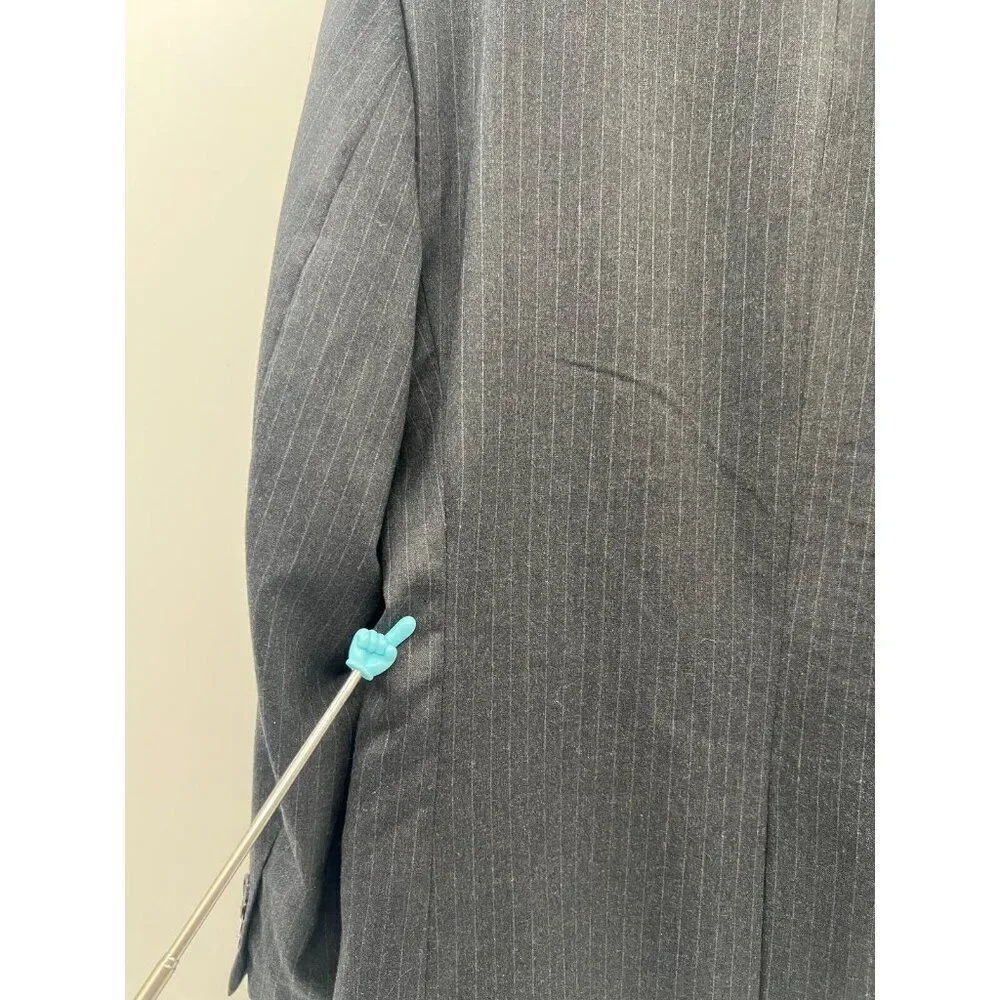 Jos A Bank Men 44L Dark Gray Stripe Wool‎ Blend Blazer Sports Coat Suit Jacket